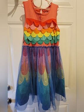 Girls Rainbow Scale Tulle Dress - Multicolor